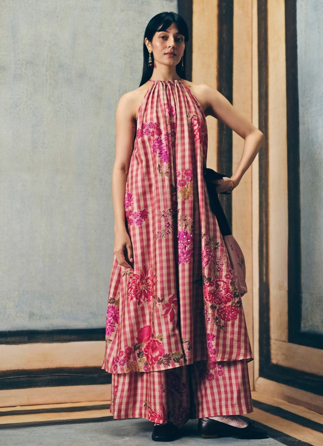 Paulmi and Harsh X Ease Pink Halter Neck Kurta Palazzo SetFabilicious Fashion