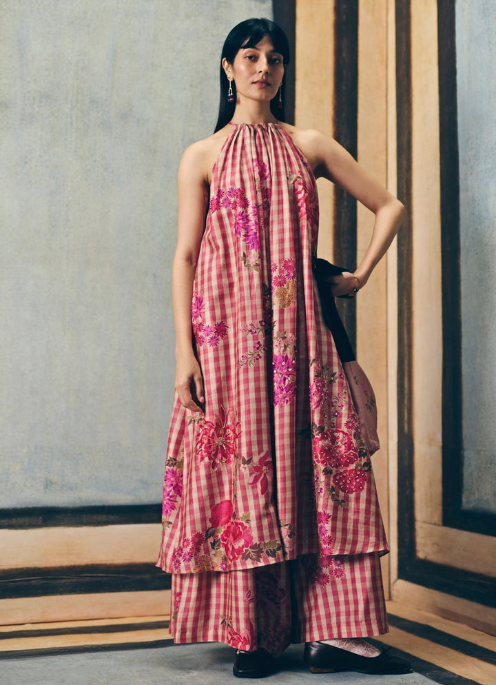 Paulmi and Harsh X Ease Pink Halter Neck Kurta Palazzo SetFabilicious Fashion
