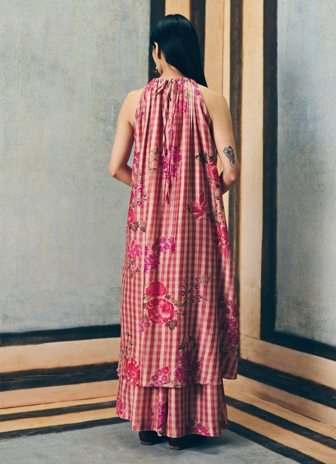 Paulmi and Harsh X Ease Pink Halter Neck Kurta Palazzo SetFabilicious Fashion