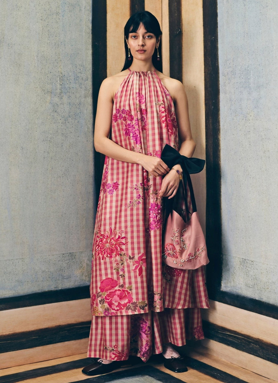 Paulmi and Harsh X Ease Pink Halter Neck Kurta Palazzo SetFabilicious Fashion