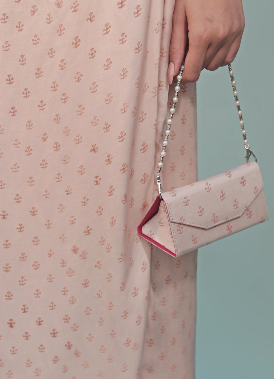 Pink Handprinted Clutch Bag - Add on Only Prahnaaya - Fabilicious Fashion