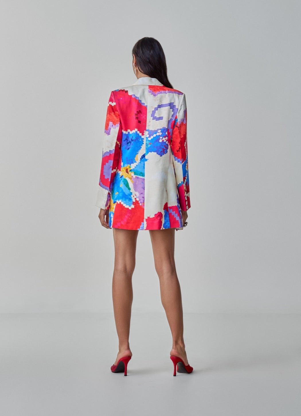 Pink Ikat Print Dress With Blazer Saaksha & Kinni - Fabilicious Fashion