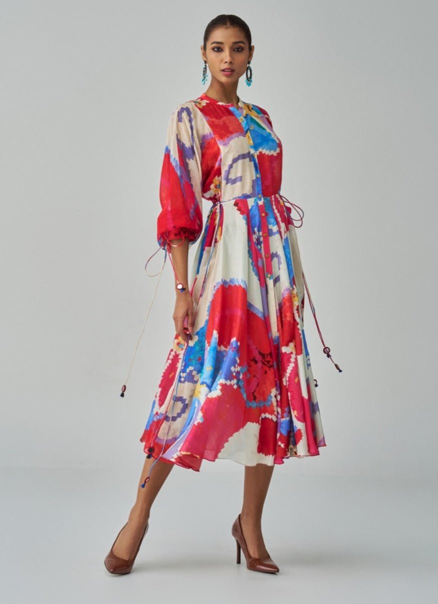 Pink Ikat Print Dress Saaksha & Kinni - Fabilicious Fashion