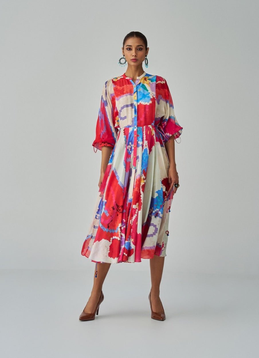 Pink Ikat Print Dress Saaksha & Kinni - Fabilicious Fashion