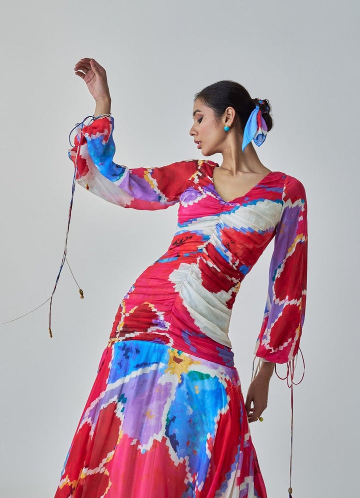 Pink Ikat Print Dress Saaksha & Kinni - Fabilicious Fashion