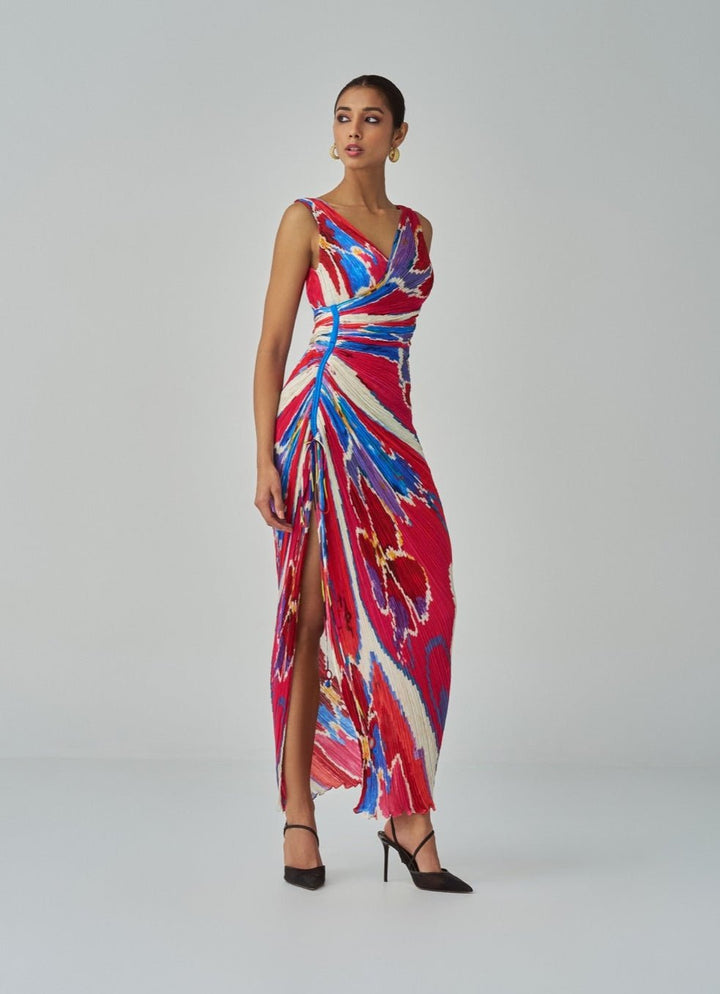 Pink Ikat Print Dress Saaksha & Kinni - Fabilicious Fashion