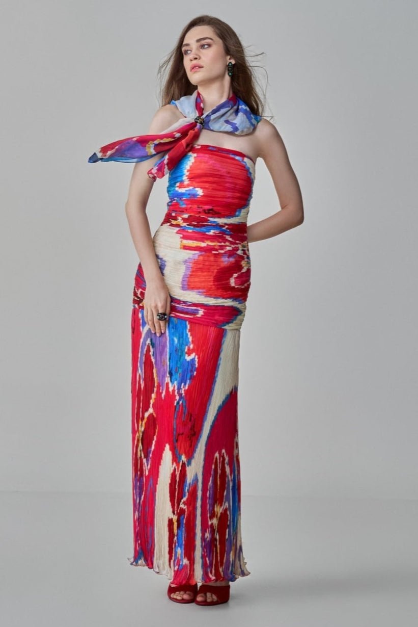 Pink Ikat Print Dress Saaksha & Kinni - Fabilicious Fashion