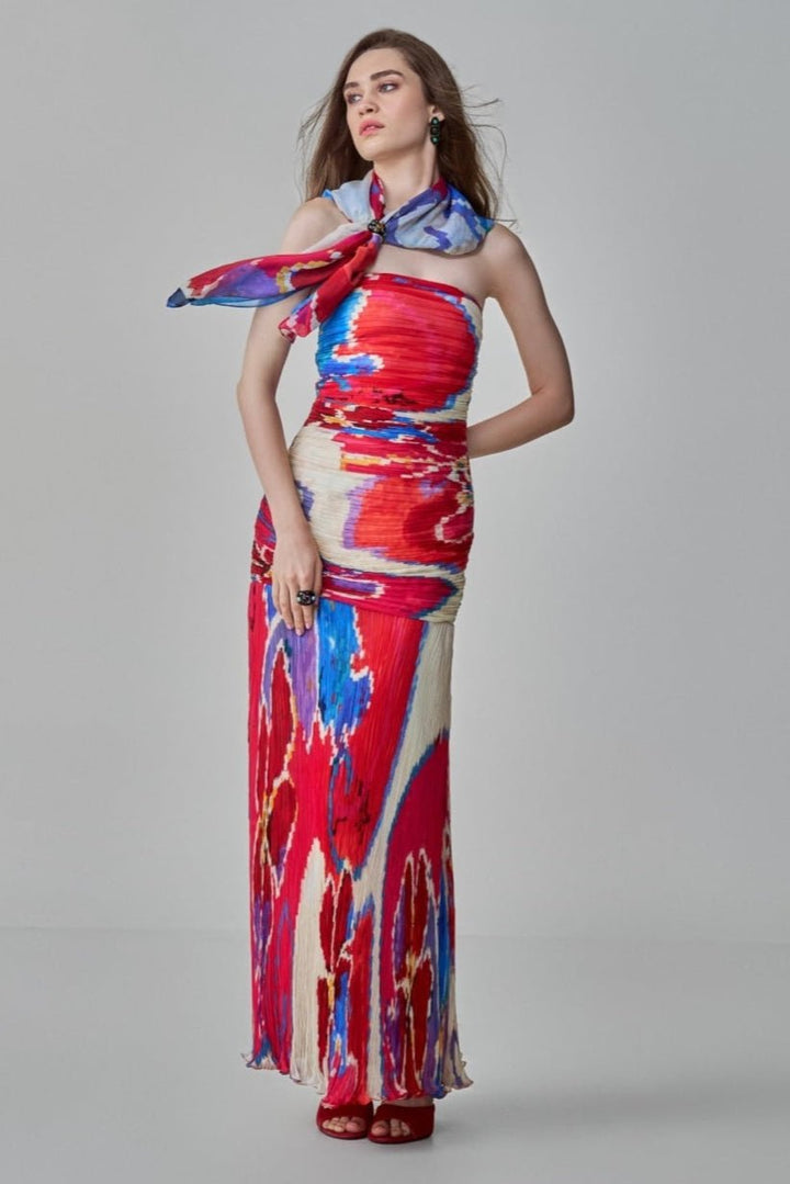 Pink Ikat Print Dress Saaksha & Kinni - Fabilicious Fashion