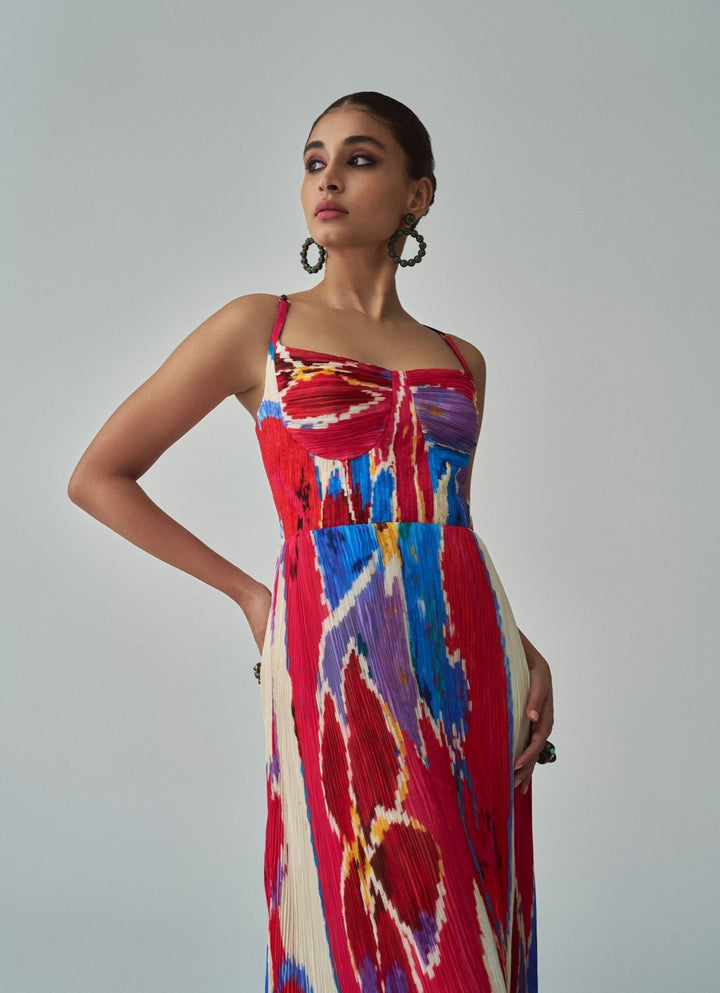 Pink Ikat Print Dress Saaksha & Kinni - Fabilicious Fashion