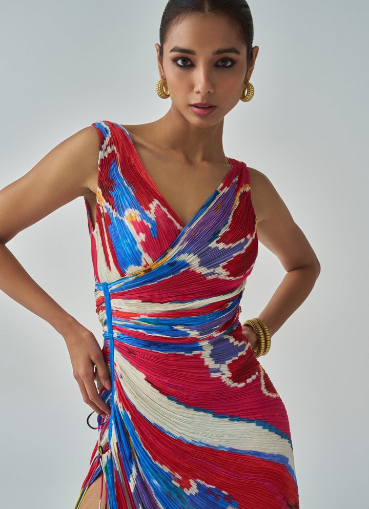 Pink Ikat Print Dress Saaksha & Kinni - Fabilicious Fashion