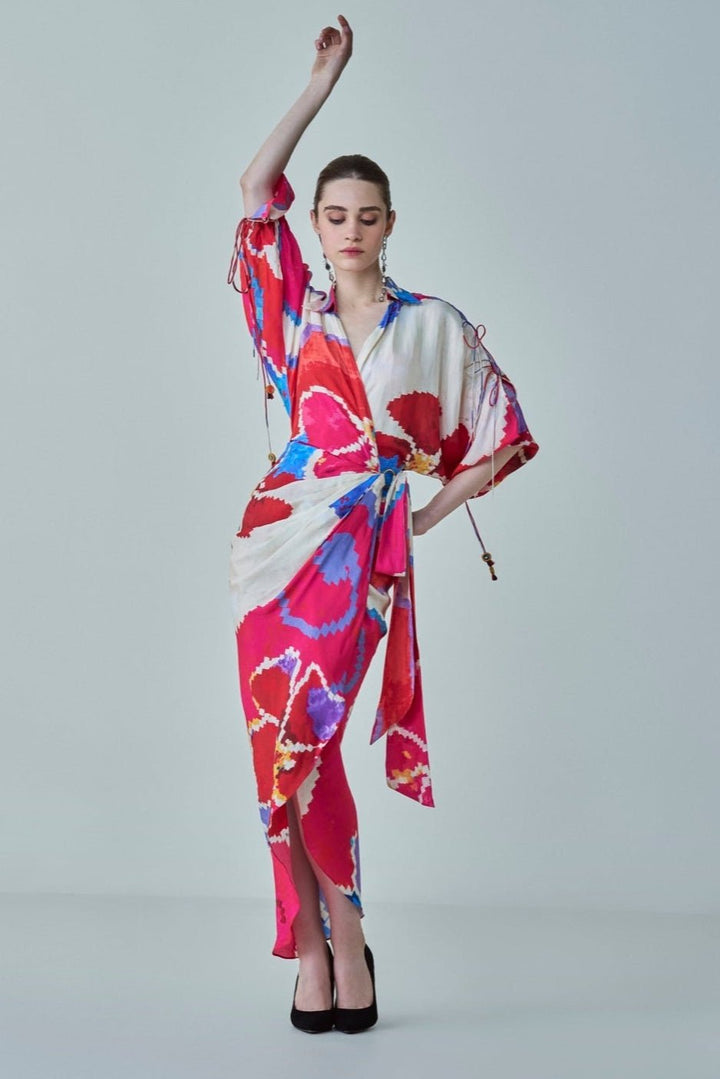 Pink Ikat Print Dress Saaksha & Kinni - Fabilicious Fashion