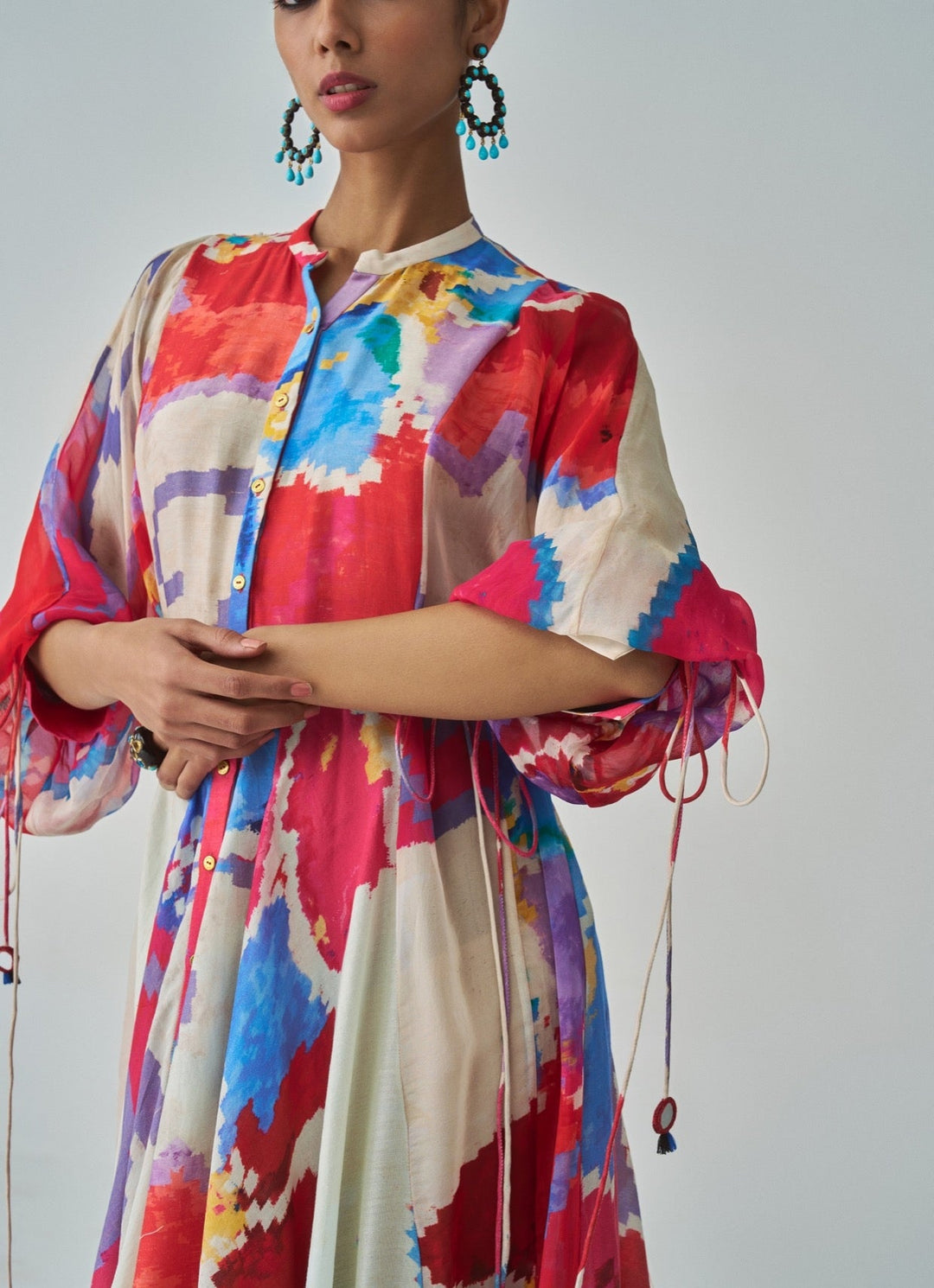 Pink Ikat Print Dress Saaksha & Kinni - Fabilicious Fashion