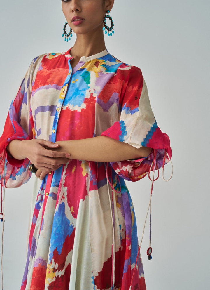 Pink Ikat Print Dress Saaksha & Kinni - Fabilicious Fashion