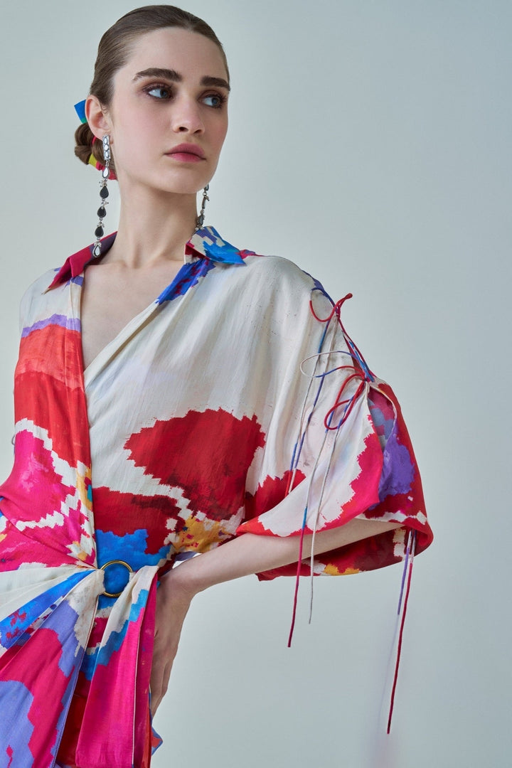 Pink Ikat Print Dress Saaksha & Kinni - Fabilicious Fashion