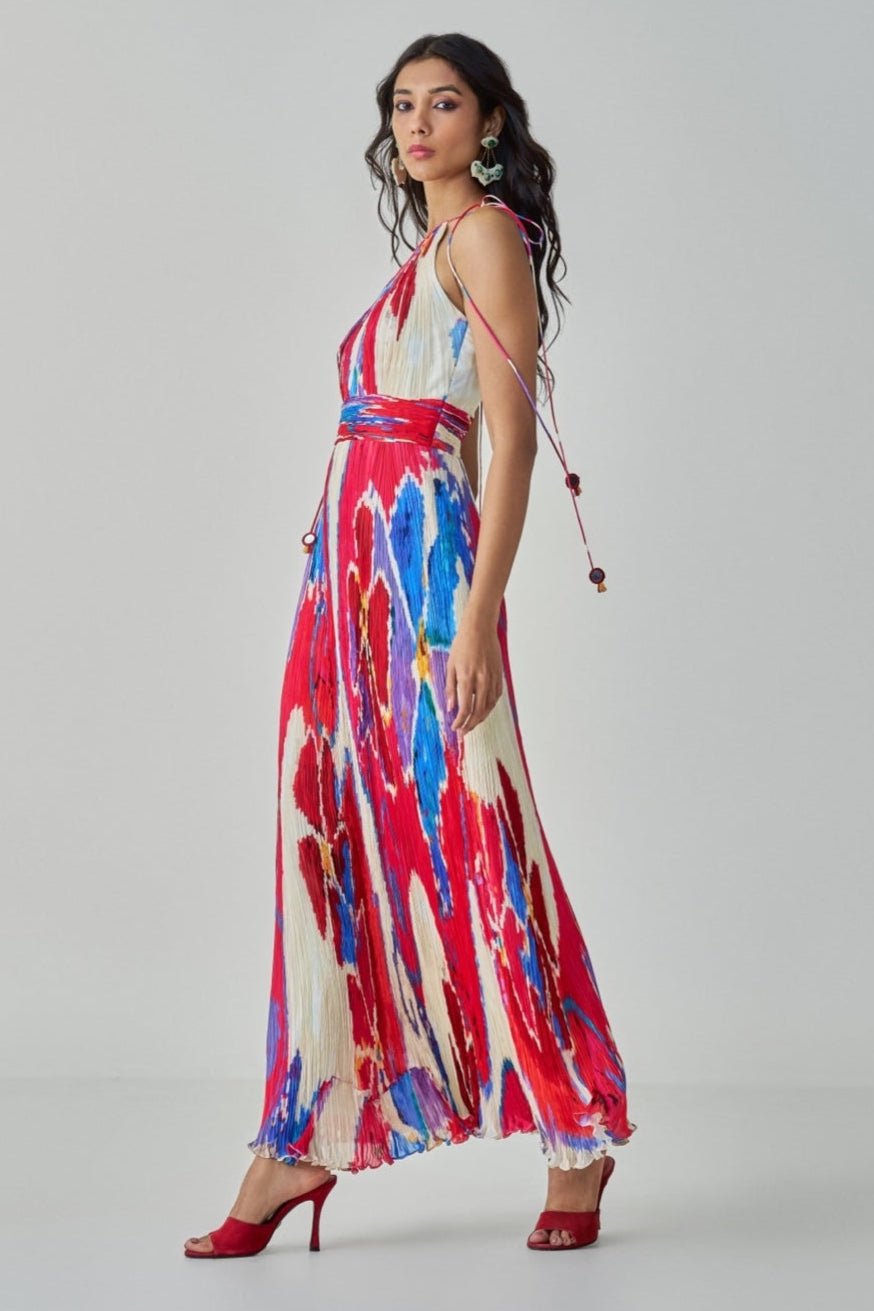 Pink Ikat Print Dress Saaksha & Kinni - Fabilicious Fashion