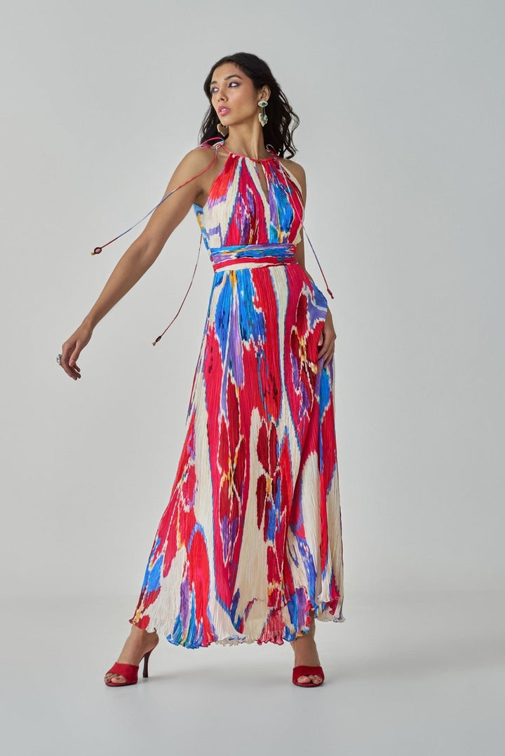 Pink Ikat Print Dress Saaksha & Kinni - Fabilicious Fashion