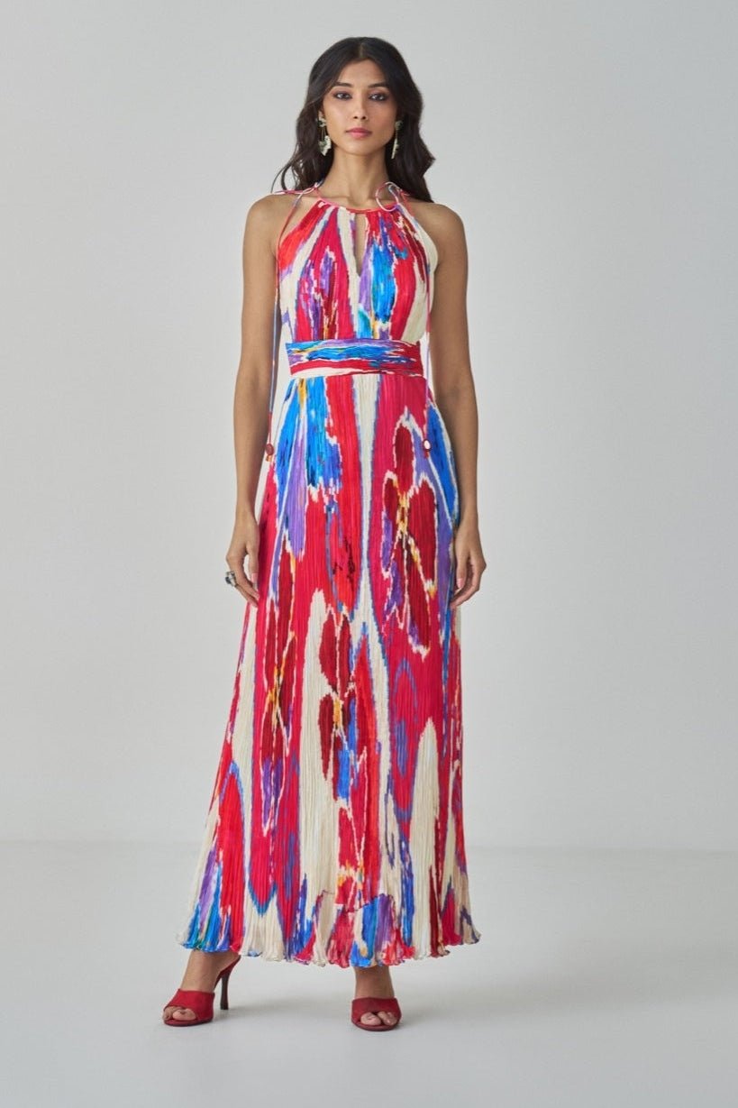 Pink Ikat Print Dress Saaksha & Kinni - Fabilicious Fashion