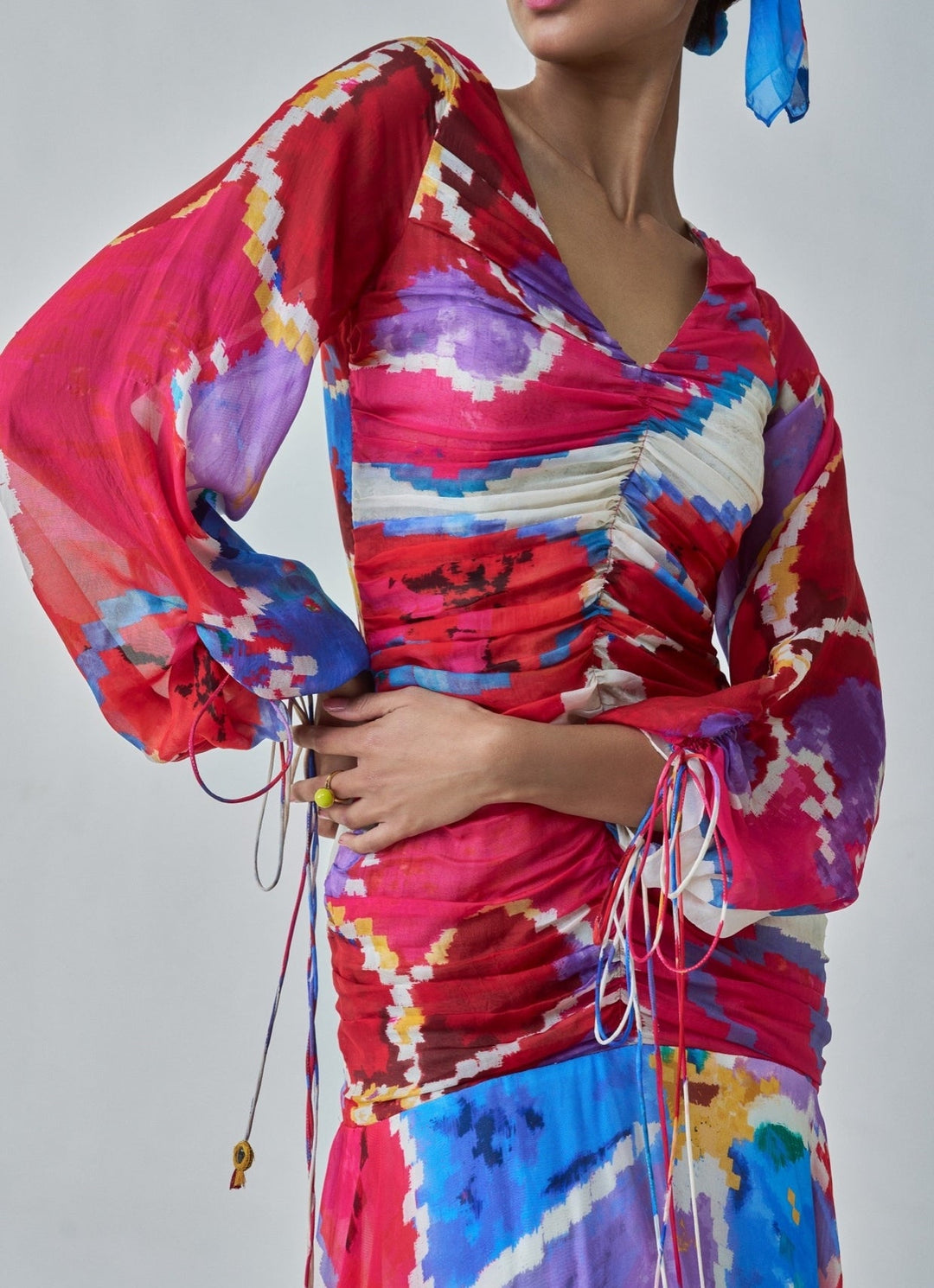 Pink Ikat Print Dress Saaksha & Kinni - Fabilicious Fashion