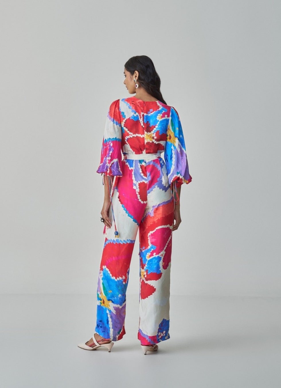 Pink Ikat Print Jumpsuit Saaksha & Kinni - Fabilicious Fashion