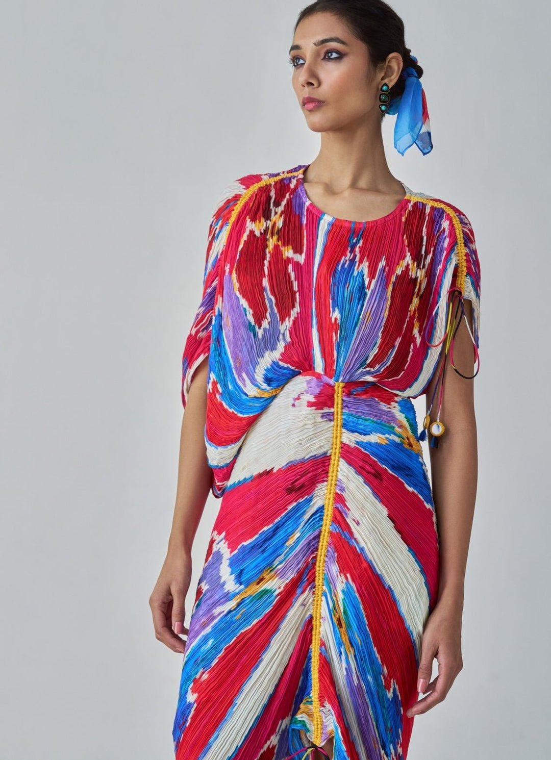 Pink Ikat Print Kaftan Dress Saaksha & Kinni - Fabilicious Fashion