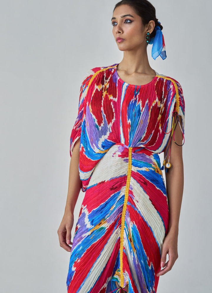 Pink Ikat Print Kaftan Dress Saaksha & Kinni - Fabilicious Fashion