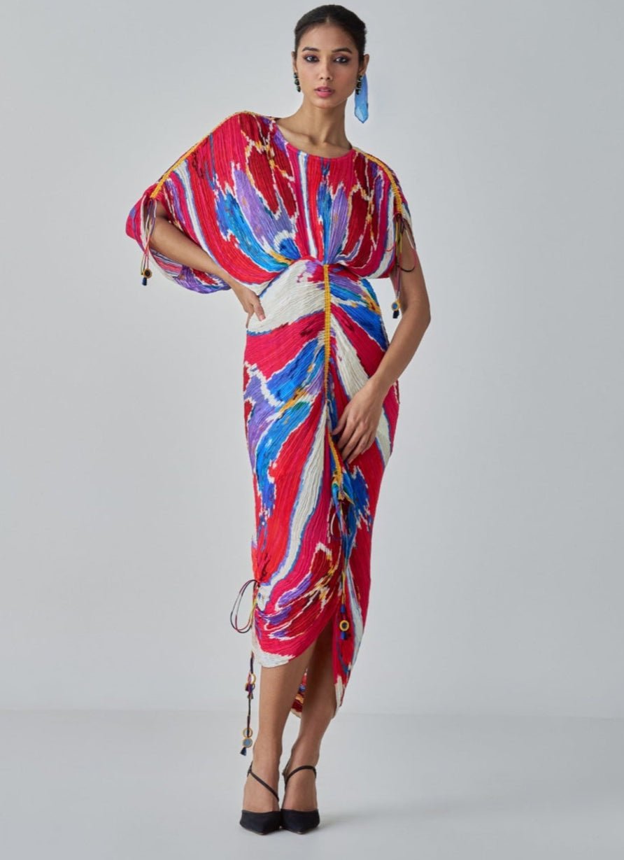 Pink Ikat Print Kaftan Dress Saaksha & Kinni - Fabilicious Fashion