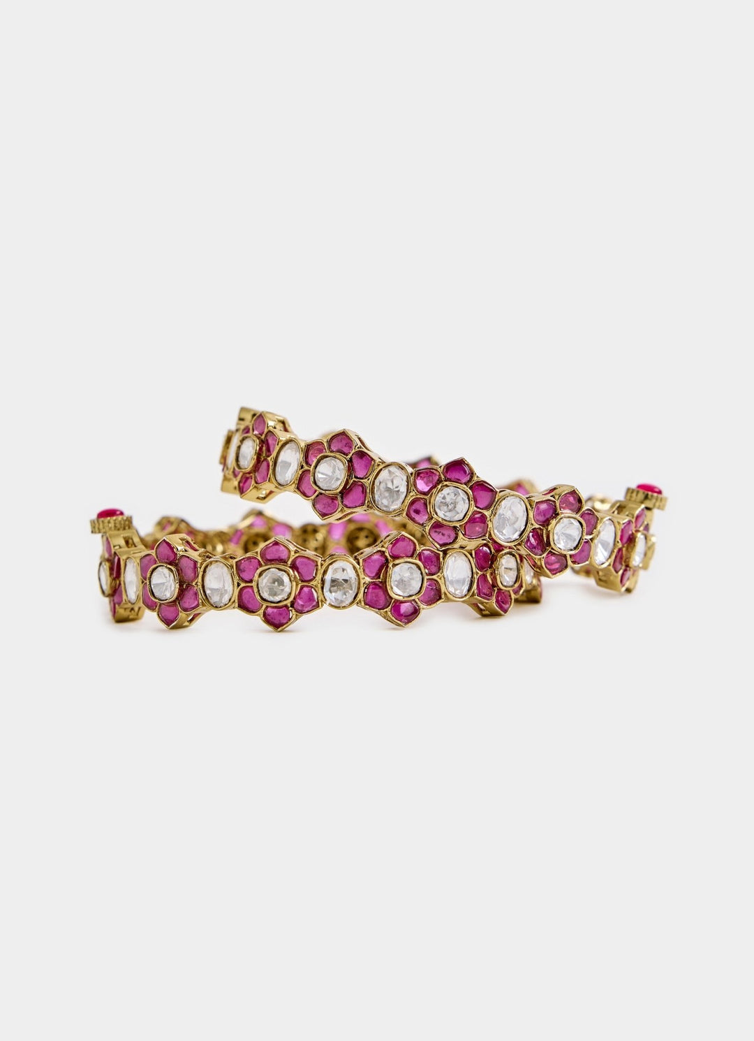 Pink Kundan Floral Bangles Vivinia By Vidhi Mehra - Fabilicious Fashion