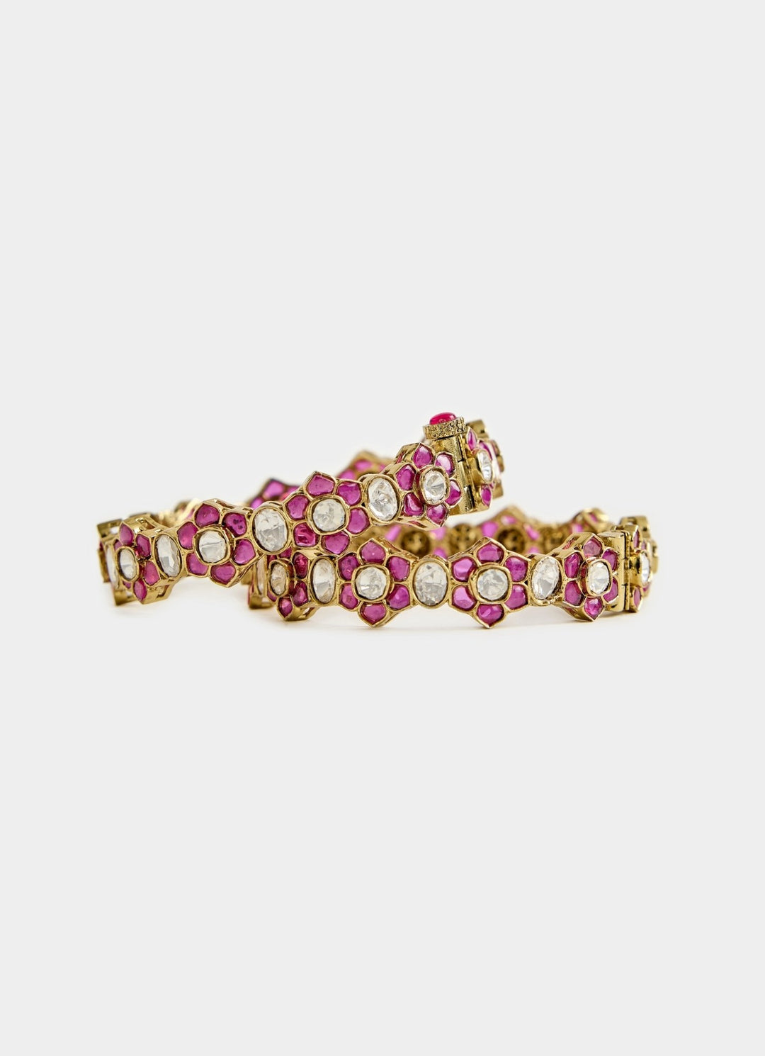 Pink Kundan Floral Bangles Vivinia By Vidhi Mehra - Fabilicious Fashion