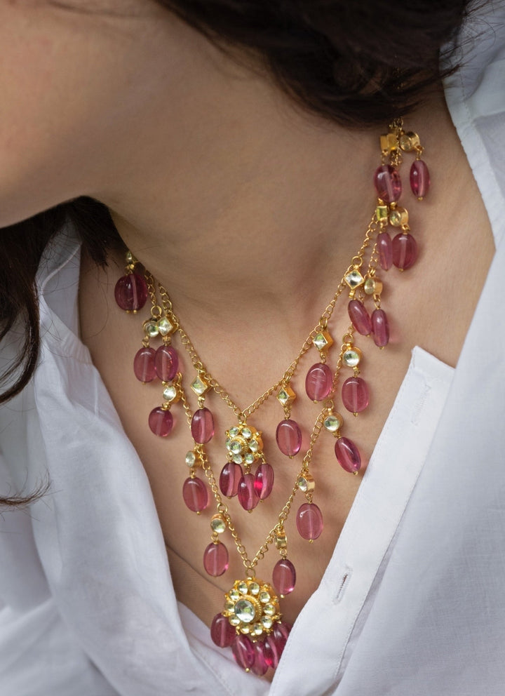 Do Taara Pink Kundan Layered NecklaceFabilicious Fashion