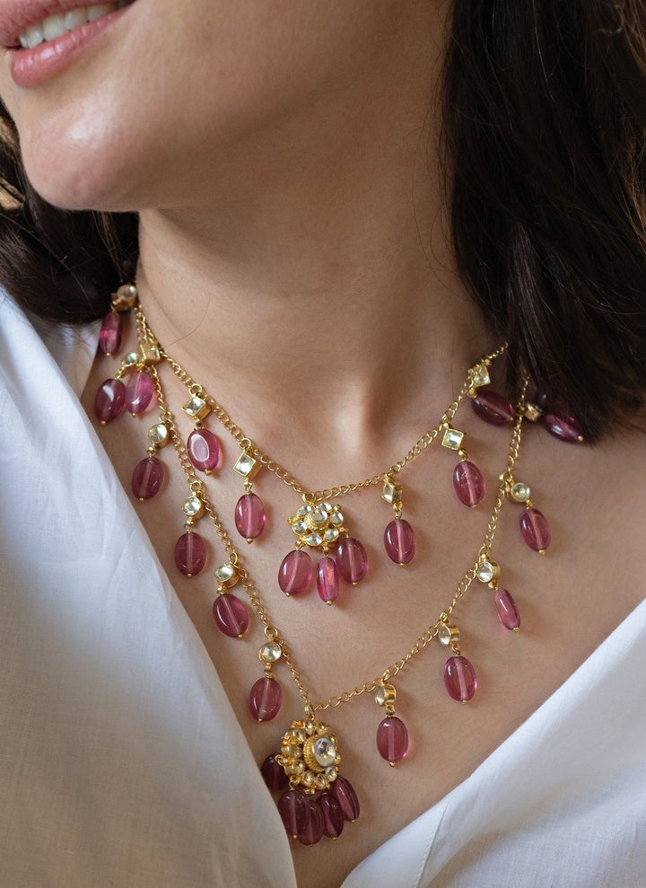 Do Taara Pink Kundan Layered NecklaceFabilicious Fashion