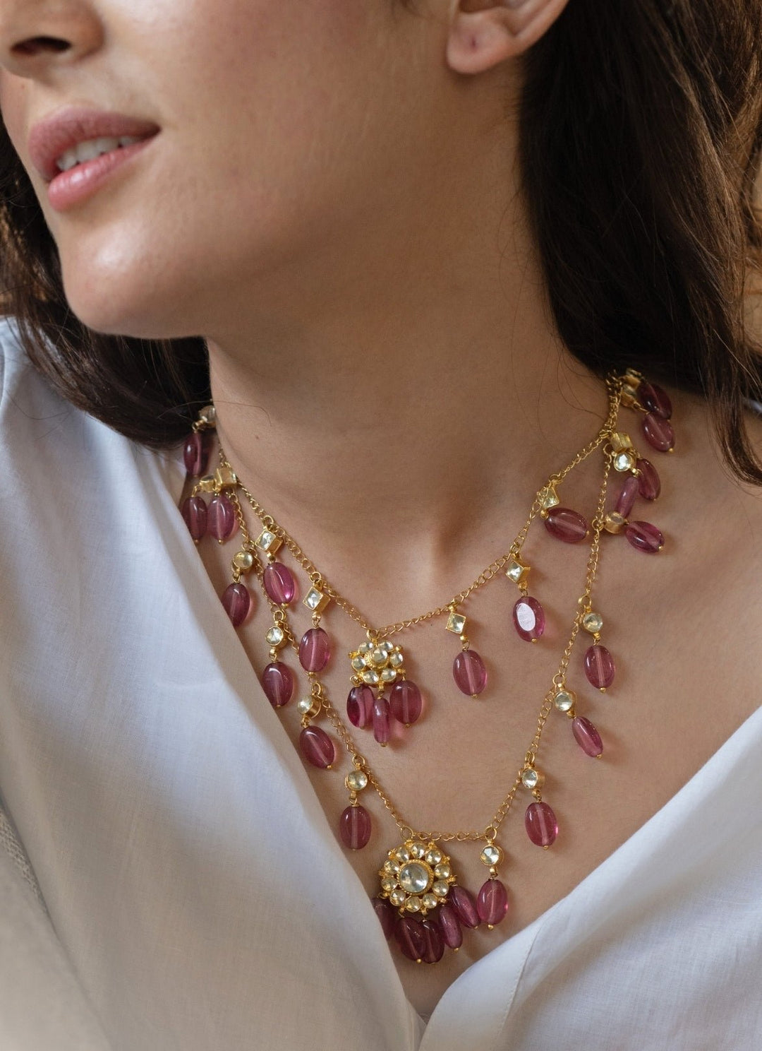 Do Taara Pink Kundan Layered NecklaceFabilicious Fashion