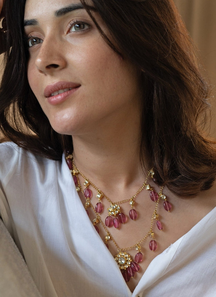 Do Taara Pink Kundan Layered NecklaceFabilicious Fashion