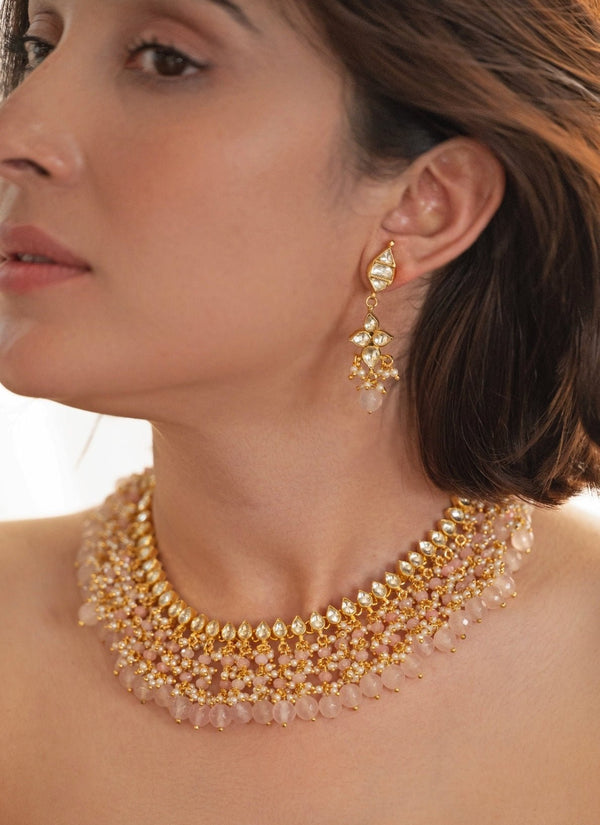 Pink Kundan Necklace Set