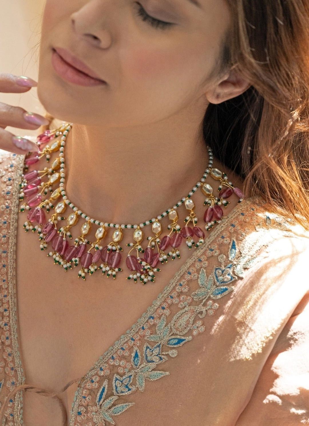 Do Taara Pink Kundan NecklaceFabilicious Fashion