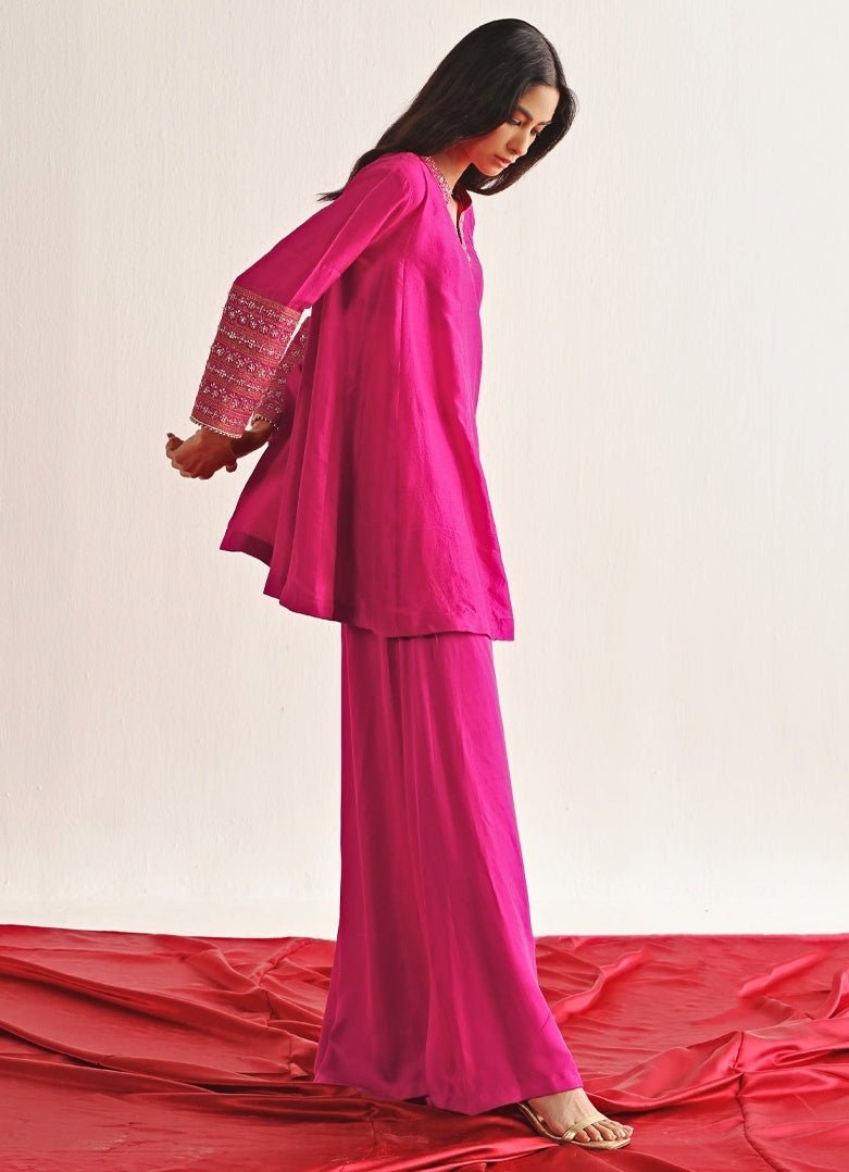 Pink Kurta Palazzo Set With Bandhani Dupatta Twenty Nine - Fabilicious Fashion