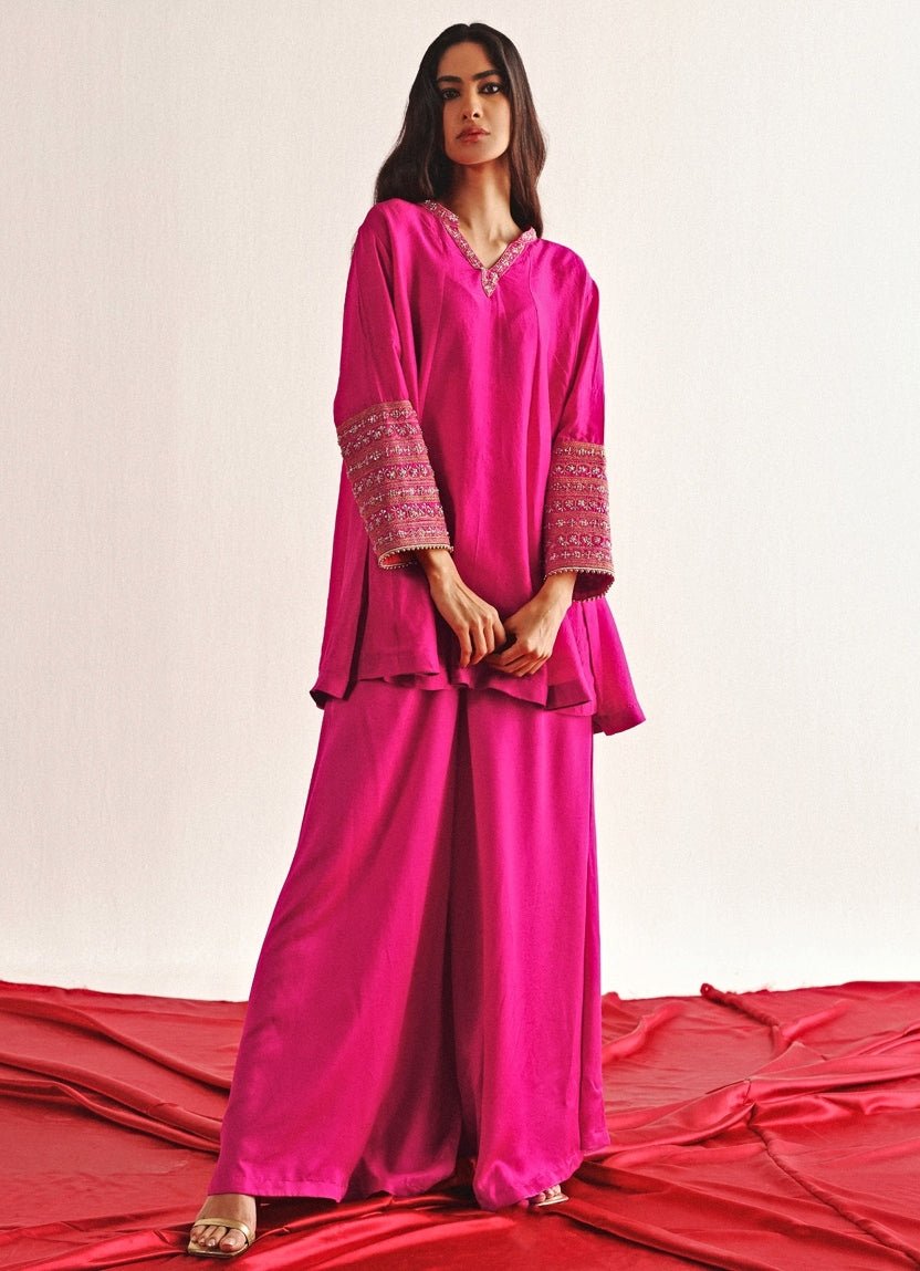 Pink Kurta Palazzo Set With Bandhani Dupatta Twenty Nine - Fabilicious Fashion