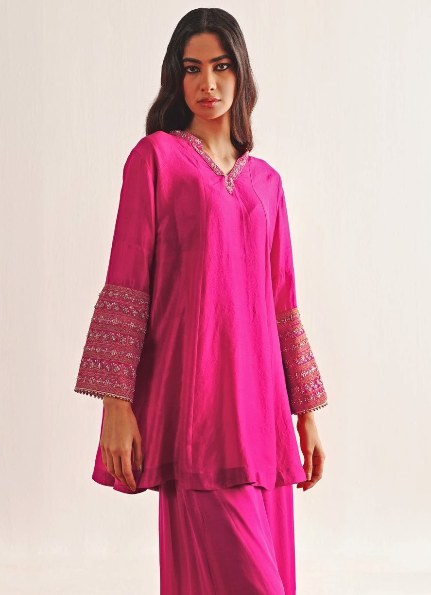 Pink Kurta Palazzo Set With Bandhani Dupatta Twenty Nine - Fabilicious Fashion