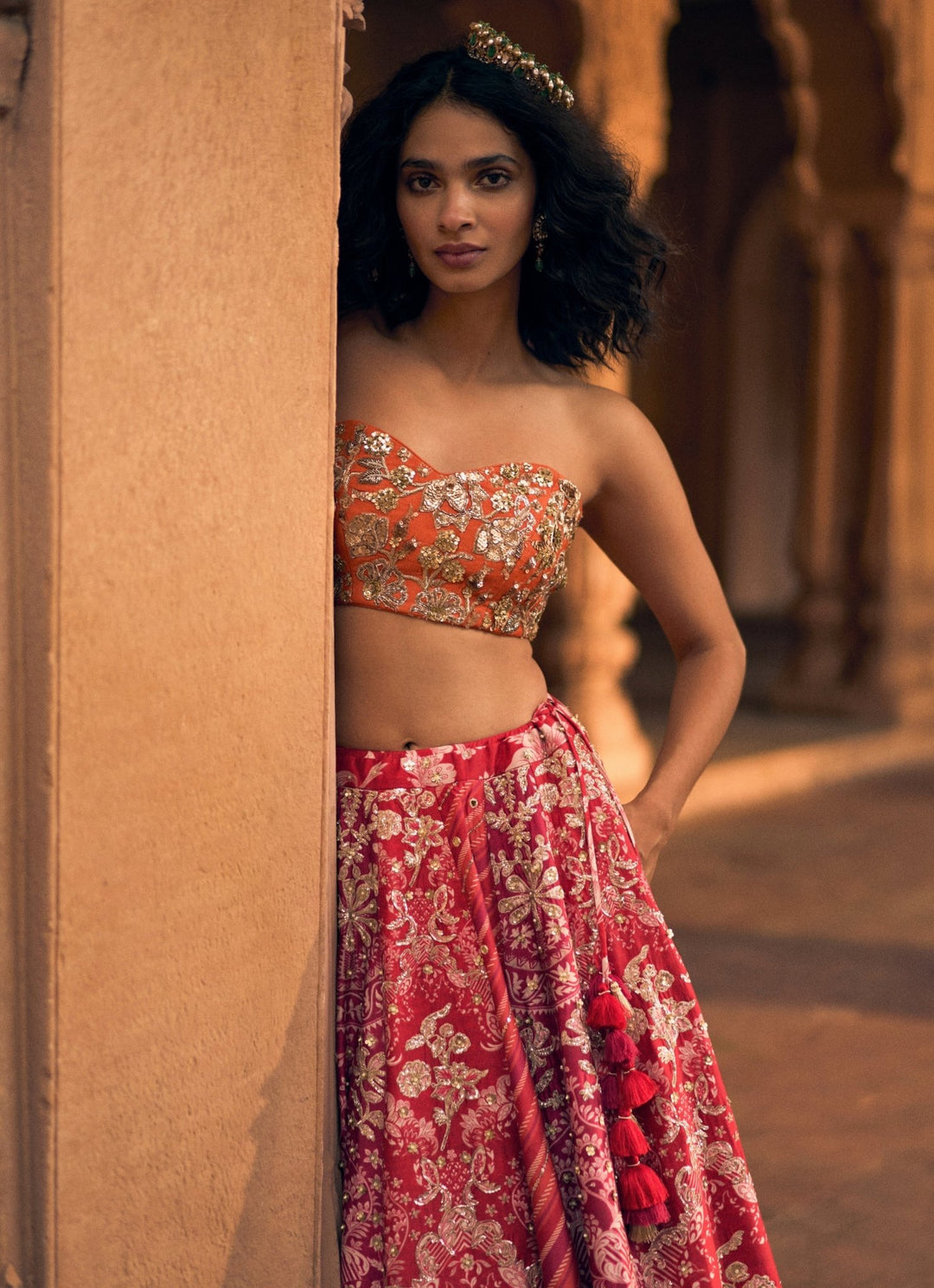 Pink Leheriya Silk Lehenga Set Paulmi and Harsh - Fabilicious Fashion