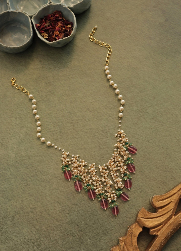 Do Taara Pink &amp; Mint Green Pearls NecklaceFabilicious Fashion