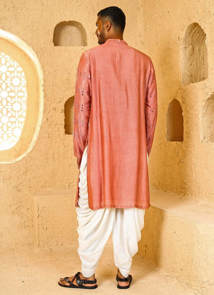 Pink Mirror Embroidered Silk Blend Kurta Set Chatenya Mittal - Fabilicious Fashion