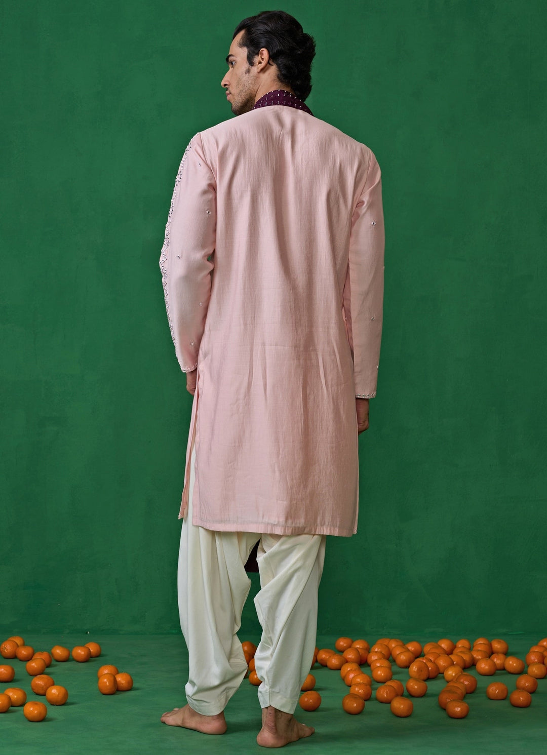 Pink Mirror Embroidered Silk Kurta Set Kalpraag - Fabilicious Fashion