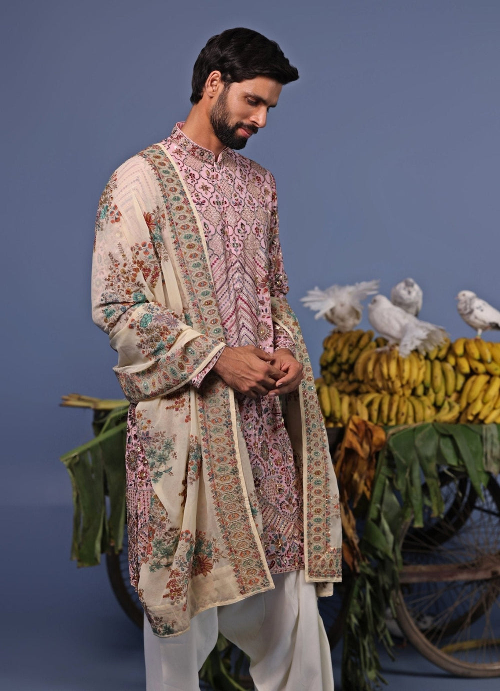 Pink Multi Thread Embroidered Kurta Patiala Pant Set Kalpraag - Fabilicious Fashion