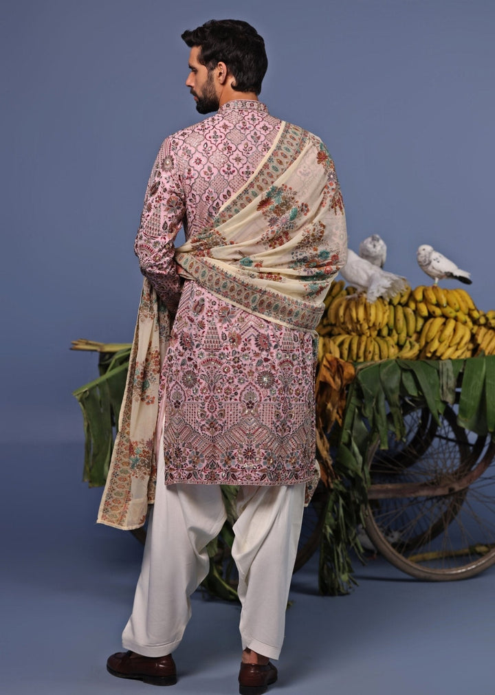 Pink Multi Thread Embroidered Kurta Patiala Pant Set Kalpraag - Fabilicious Fashion