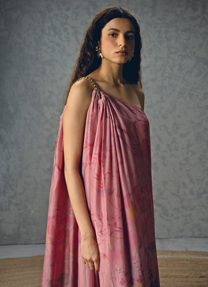 Paulmi and Harsh X Ease Pink One Shoulder Chain DressFabilicious Fashion