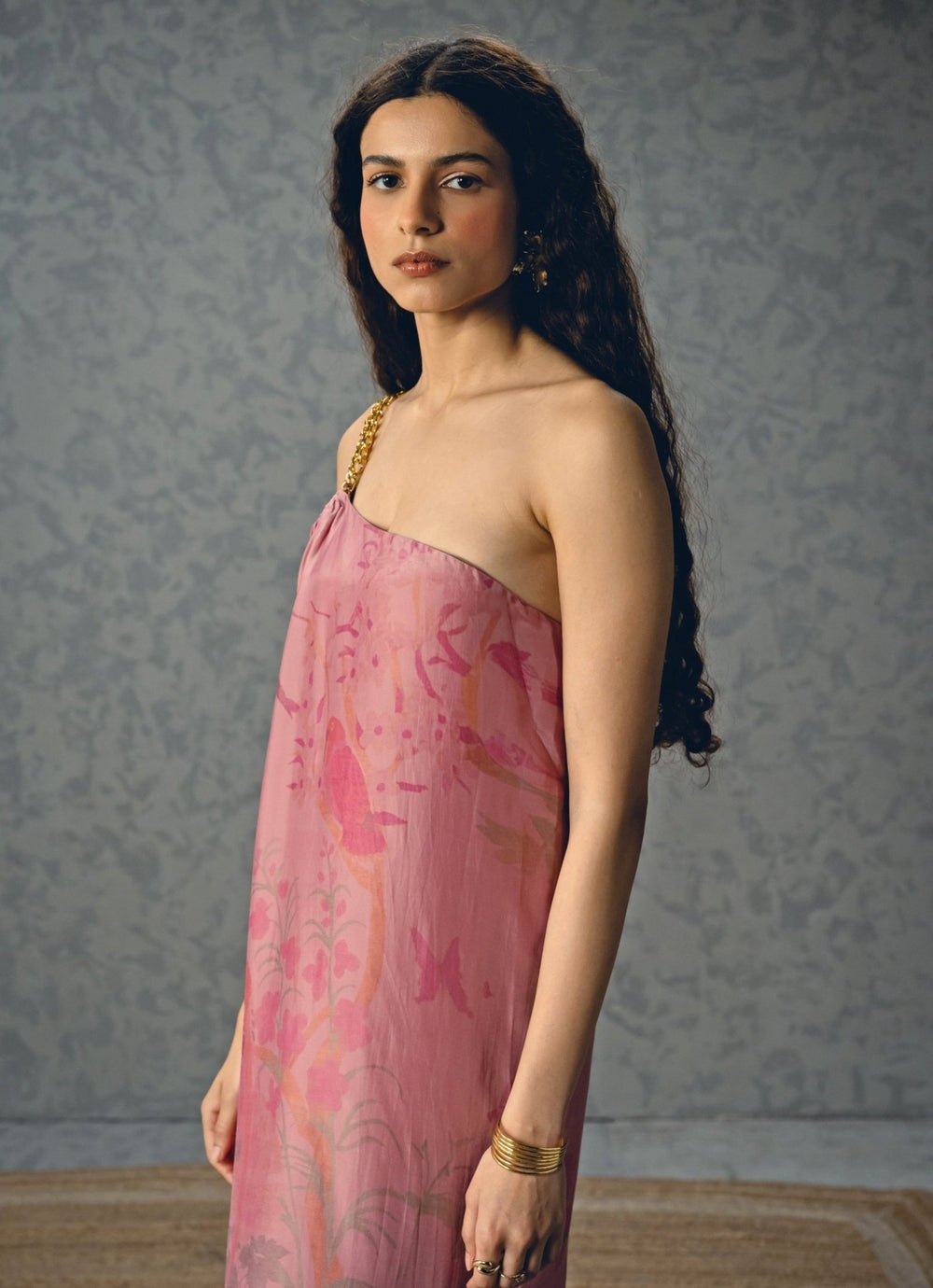 Pink One Shoulder Chain Dress Paulmi and Harsh X Ease - Fabilicious Fashion