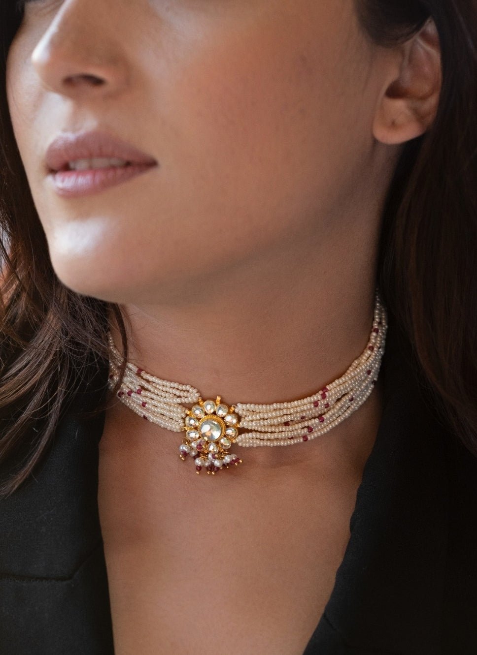 Do Taara Pink Onyx Kundan Choker NecklaceFabilicious Fashion