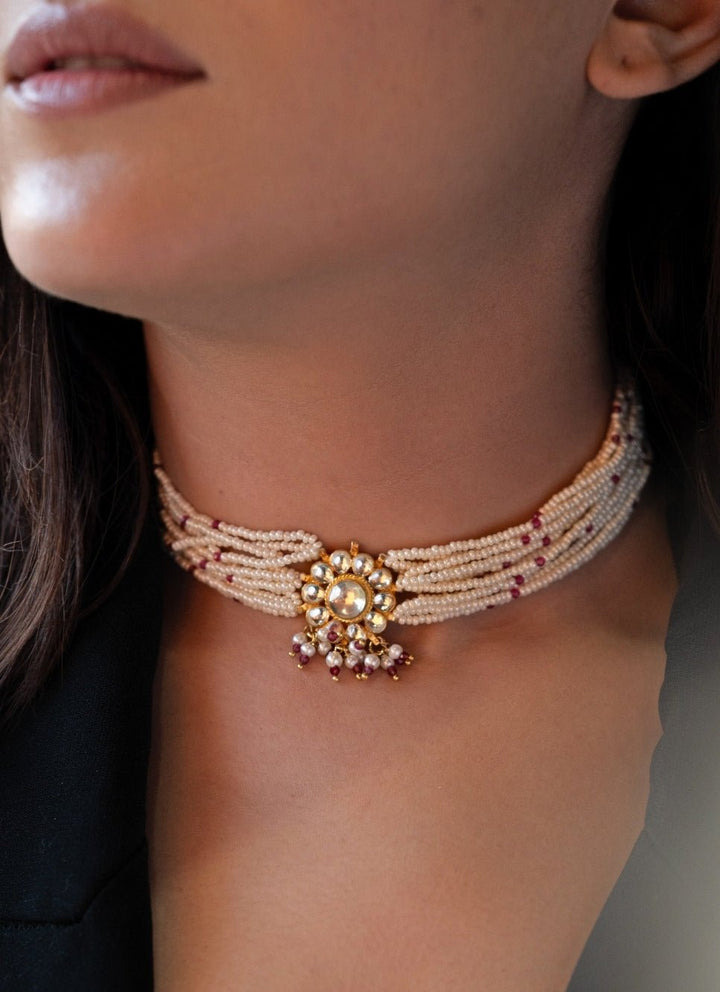 Do Taara Pink Onyx Kundan Choker NecklaceFabilicious Fashion