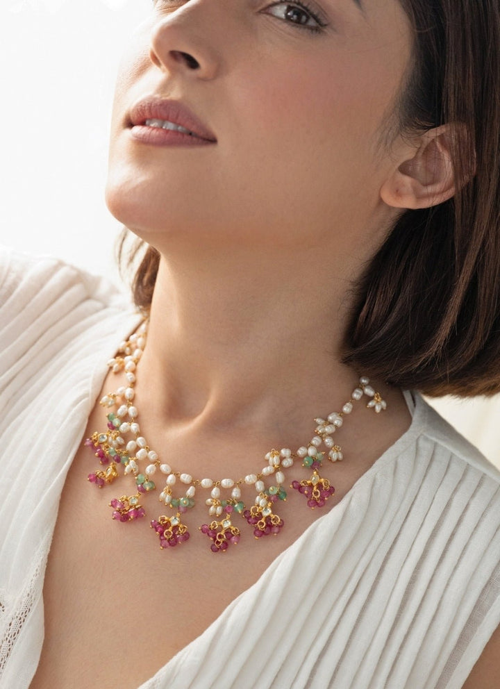Do Taara Pink Onyx Pearls NecklaceFabilicious Fashion