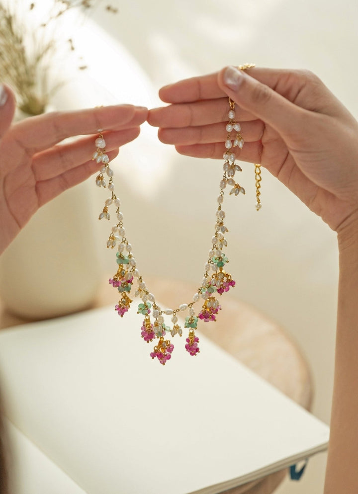 Do Taara Pink Onyx Pearls NecklaceFabilicious Fashion