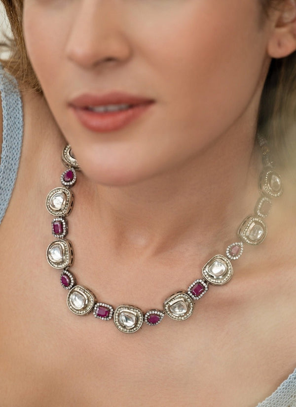 Pink Polki Necklace